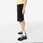 Men Lacoste V0ZN1390 Black 031 Stretch Cotton Blend Shorts - Image 2