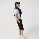 Men Lacoste V0ZN1390 Black 031 Stretch Cotton Blend Shorts - Image 6