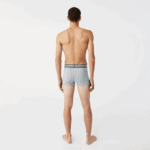 Men Lacoste V0ZN1396 Grey Chine White Navy Blue TYA Striped Waist Stretch Cotton Trunk 3-Pack - Image 3