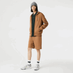 Men Lacoste V0ZN1397 Brown Z0W Organic Brushed Cotton Fleece Shorts