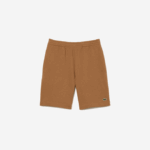 Men Lacoste V0ZN1397 Brown Z0W Organic Brushed Cotton Fleece Shorts - Image 4