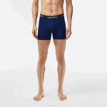 Men Lacoste V0ZN1398 Navy Blue F9F 5-Pack Logo Waist Boxers - Image 2