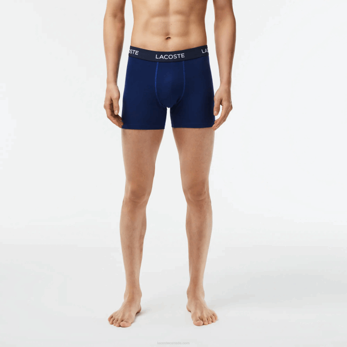 Men Lacoste V0ZN1398 Navy Blue F9F 5-Pack Logo Waist Boxers - Image 2