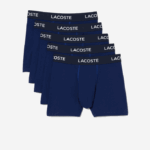 Men Lacoste V0ZN1398 Navy Blue F9F 5-Pack Logo Waist Boxers - Image 4