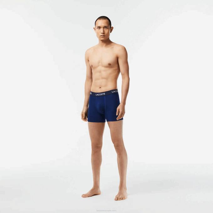 Men Lacoste V0ZN1398 Navy Blue F9F 5-Pack Logo Waist Boxers - Image 1