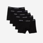 Men Lacoste V0ZN1399 Black 031 5-Pack Logo Waist Boxers - Image 4