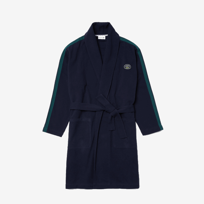 Men Lacoste V0ZN1401 Navy Blue 166 SPORT-Inspired Textured Badges Cotton Pique Robe - Image 3