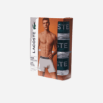 Men Lacoste V0ZN1405 White 001 Long Stretch Cotton Boxer Brief 3-Pack - Image 5