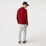 Men Lacoste V0ZN1408 Bordeaux 476 Crew Neck Wool Sweater - Image 2