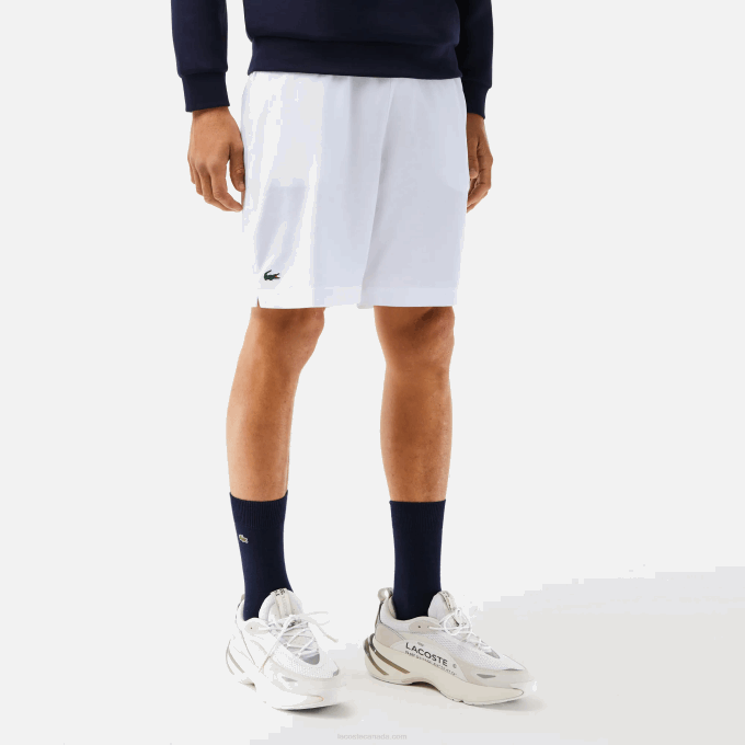 Men Lacoste V0ZN1409 White Navy Blue 522 SPORT Ultra-Light Shorts - Image 2