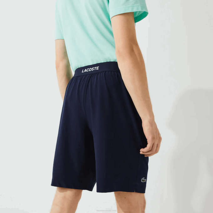 Men Lacoste V0ZN1411 Navy Blue White 525 SPORT Ultra-Light Shorts - Image 8