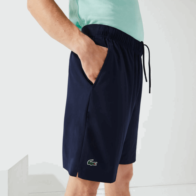 Men Lacoste V0ZN1411 Navy Blue White 525 SPORT Ultra-Light Shorts - Image 10
