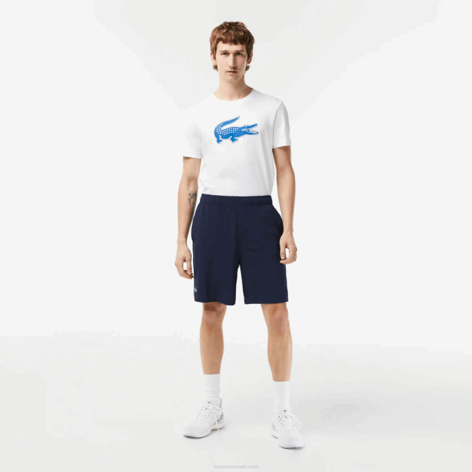 Men Lacoste V0ZN1411 Navy Blue White 525 SPORT Ultra-Light Shorts - Image 1