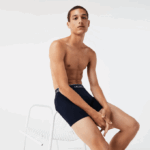 Men Lacoste V0ZN1416 Green Red Navy Blue HY0 Long Cotton Boxer Brief 3-Pack