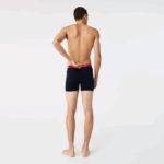 Men Lacoste V0ZN1416 Green Red Navy Blue HY0 Long Cotton Boxer Brief 3-Pack - Image 3