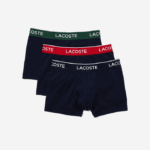 Men Lacoste V0ZN1416 Green Red Navy Blue HY0 Long Cotton Boxer Brief 3-Pack - Image 5
