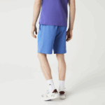 Men Lacoste V0ZN1419 Blue Chine HG3 Oversized Crocodile Print Organic Cotton Fleece Shorts - Image 3