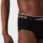 Men Lacoste V0ZN1421 Black 031 Pack Of 3 Casual Briefs - Image 4