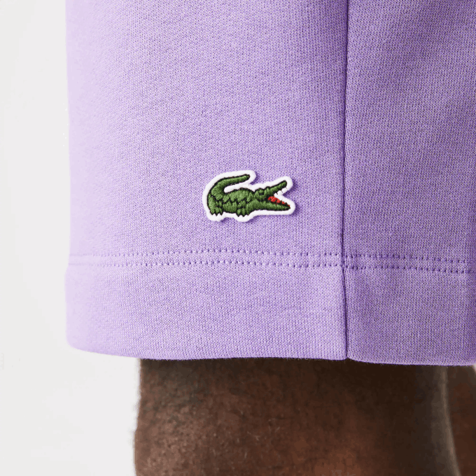 Men Lacoste V0ZN1425 Purple GFU Organic Brushed Cotton Fleece Shorts - Image 4