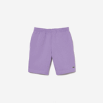 Men Lacoste V0ZN1425 Purple GFU Organic Brushed Cotton Fleece Shorts - Image 5
