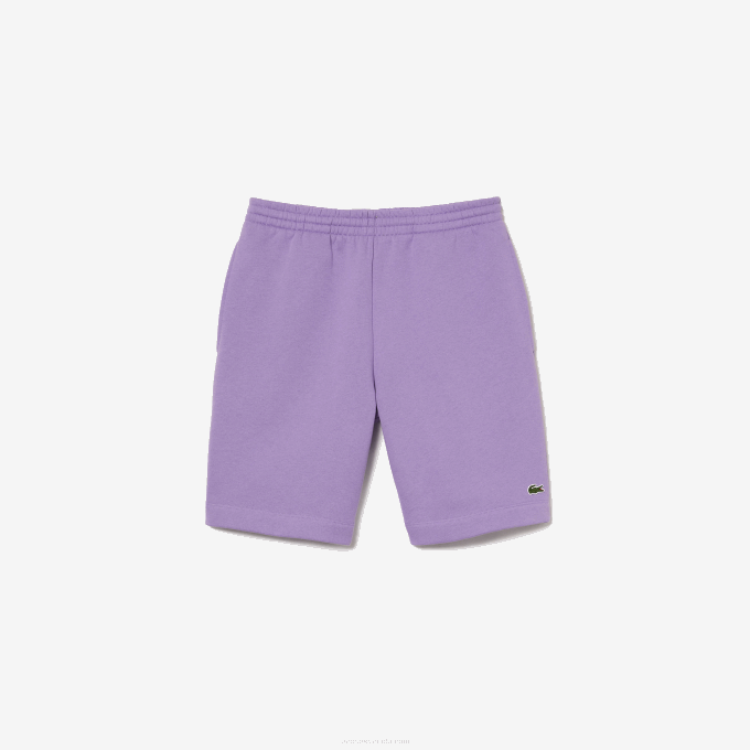 Men Lacoste V0ZN1425 Purple GFU Organic Brushed Cotton Fleece Shorts - Image 5