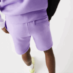 Men Lacoste V0ZN1425 Purple GFU Organic Brushed Cotton Fleece Shorts - Image 7