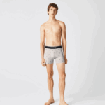 Men Lacoste V0ZN1429 Black Grey Chine VDP Branded Waist Long Stretch Cotton Boxer Brief 3-Pack - Image 2