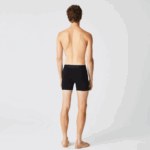 Men Lacoste V0ZN1429 Black Grey Chine VDP Branded Waist Long Stretch Cotton Boxer Brief 3-Pack - Image 3