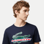 Men Lacoste V0ZN142 Navy Blue 166 SPORT Regular Fit Organic Cotton T-Shirt - Image 2