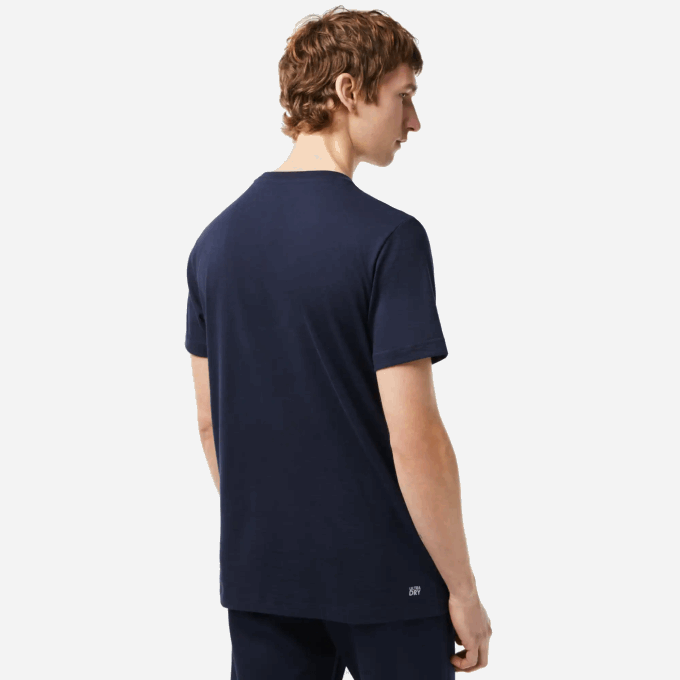 Men Lacoste V0ZN142 Navy Blue 166 SPORT Regular Fit Organic Cotton T-Shirt - Image 3