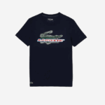 Men Lacoste V0ZN142 Navy Blue 166 SPORT Regular Fit Organic Cotton T-Shirt - Image 4