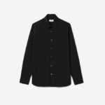 Men Lacoste V0ZN1437 Black 031 Slim Fit French Collar Cotton Poplin Shirt - Image 5