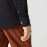 Men Lacoste V0ZN1437 Black 031 Slim Fit French Collar Cotton Poplin Shirt - Image 7