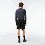 Men Lacoste V0ZN1443 Black 031 SPORT Tennis Solid Diamond Weave Shorts - Image 3