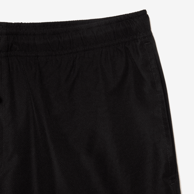 Men Lacoste V0ZN1443 Black 031 SPORT Tennis Solid Diamond Weave Shorts - Image 6