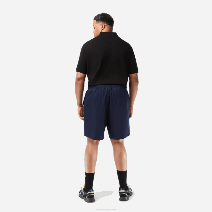 Men Lacoste V0ZN1447 Navy Blue 166 SPORT Relaxed Fit Jersey Lined Shorts - Plus Size - Big - Image 3