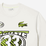 Men Lacoste V0ZN144 White 70V Loose Fit Cotton Jersey Print T-Shirt - Image 5