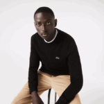 Men Lacoste V0ZN1450 Black 031 Organic Cotton Crew Neck Sweater