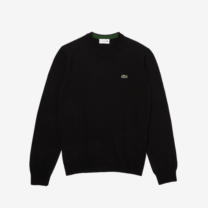 Men Lacoste V0ZN1450 Black 031 Organic Cotton Crew Neck Sweater - Image 5