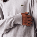 Men Lacoste V0ZN1452 Grey Chine CCA Organic Cotton Crew Neck Sweater - Image 2