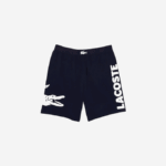 Men Lacoste V0ZN1454 Navy Blue White 525 Crocodile Print And Branded Stretch Cotton Indoor Shorts - Image 5