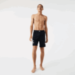 Men Lacoste V0ZN1454 Navy Blue White 525 Crocodile Print And Branded Stretch Cotton Indoor Shorts - Image 8