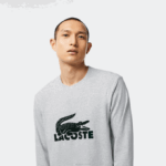 Men Lacoste V0ZN1457 Navy Blue Grey Chine Green VXD Velvet Logo Long Pajama Set - Image 2