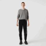 Men Lacoste V0ZN1459 Black 031 Printed Bands Trackpants - Image 4