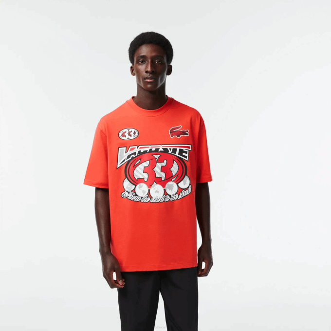 men_lacoste_v0zn145_orange_02k_loose_fit_cotton_jersey_print_t_shirt.png Men Lacoste V0ZN145 Orange 02K Loose Fit Cotton Jersey Print T-Shirt - Image 1