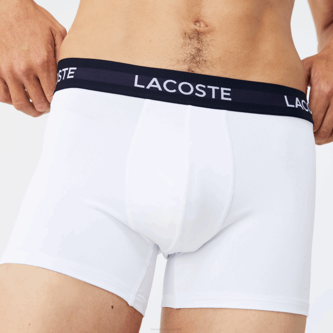 Men Lacoste V0ZN1462 Navy Blue White Red LAW Microfiber Trunk 3-Pack - Image 4