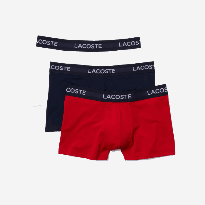 Men Lacoste V0ZN1462 Navy Blue White Red LAW Microfiber Trunk 3-Pack - Image 5