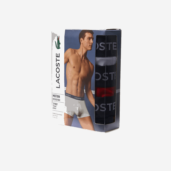 Men Lacoste V0ZN1462 Navy Blue White Red LAW Microfiber Trunk 3-Pack - Image 6
