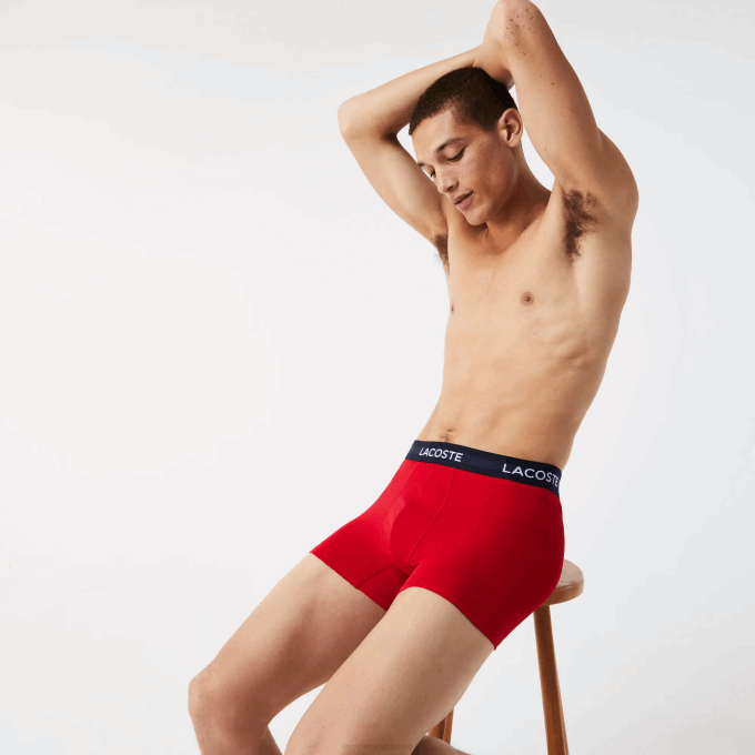 Men Lacoste V0ZN1462 Navy Blue White Red LAW Microfiber Trunk 3-Pack - Image 7