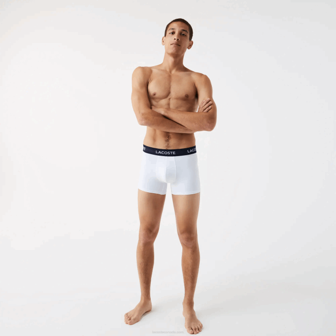 Men Lacoste V0ZN1462 Navy Blue White Red LAW Microfiber Trunk 3-Pack - Image 1